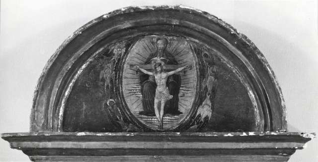 Fotocommissie Rijksmuseum Amsterdam — Anonimo fiorentino sec. XV - sec. XV - Trinità con angeli — particolare